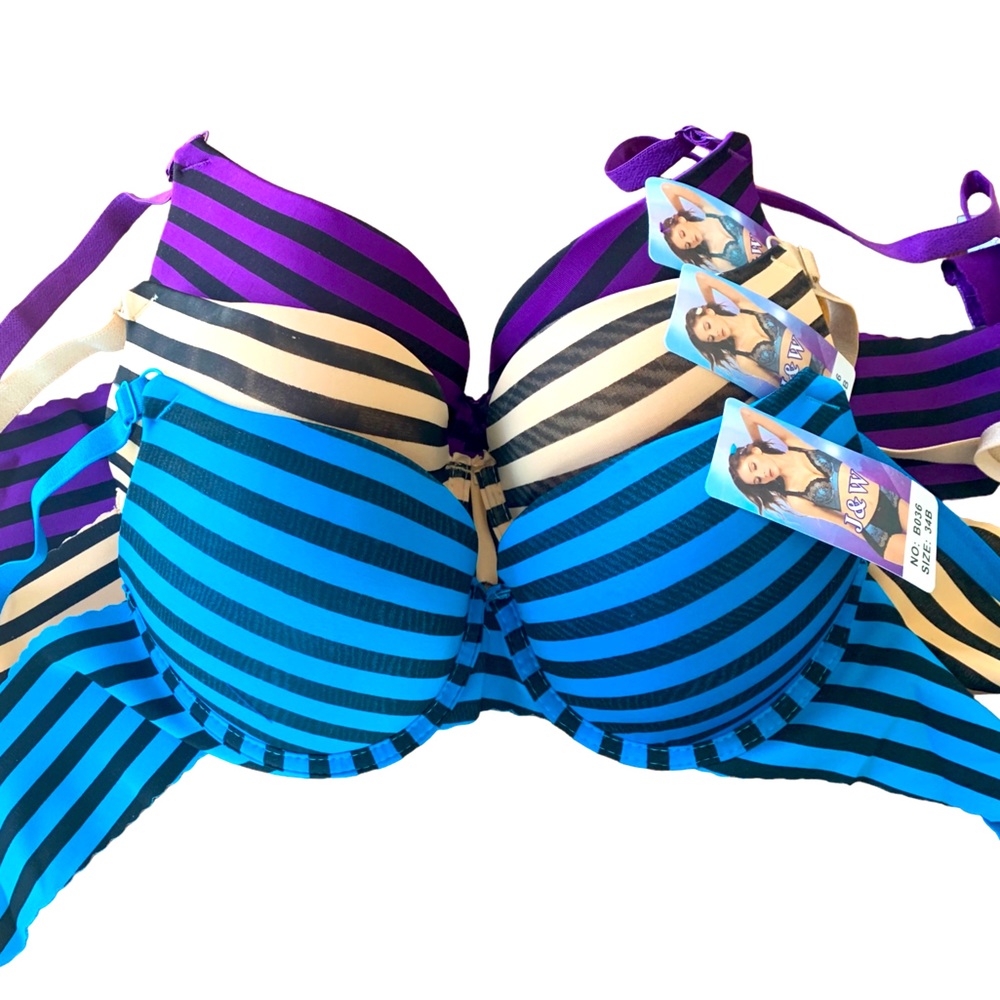 3 Pack Lightly Padded Underwire Bras.  NWT.  Various sizes